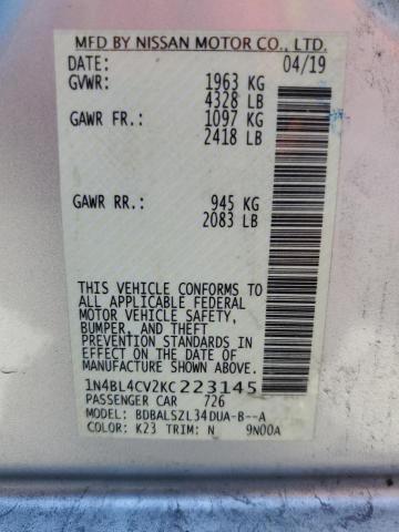 1N4BL4CV2KC223145 - 2019 NISSAN ALTIMA SR 银色 照片 13