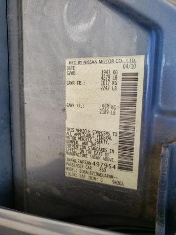 1N4AL2AP2AN497954 - 2010 NISSAN ALTIMA BASE ნაცრისფერი ფოტო 12