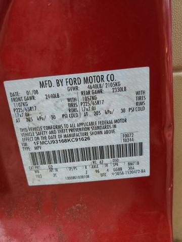 1FMCU93168KC91626 - 2008 FORD ESCAPE XLT RED photo 13