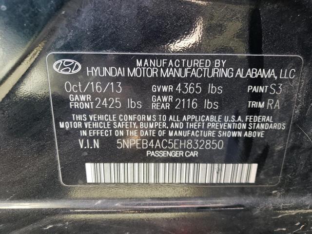 5NPEB4AC5EH832850 - 2014 HYUNDAI SONATA GLS BLACK photo 12