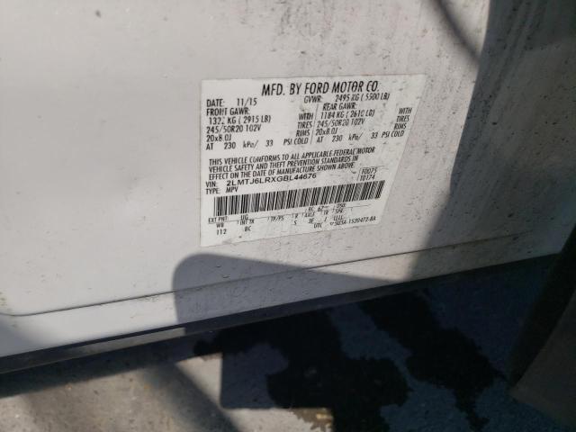 2LMTJ6LRXGBL44676 - 2016 LINCOLN MKX RESERVE 白色 照片 13