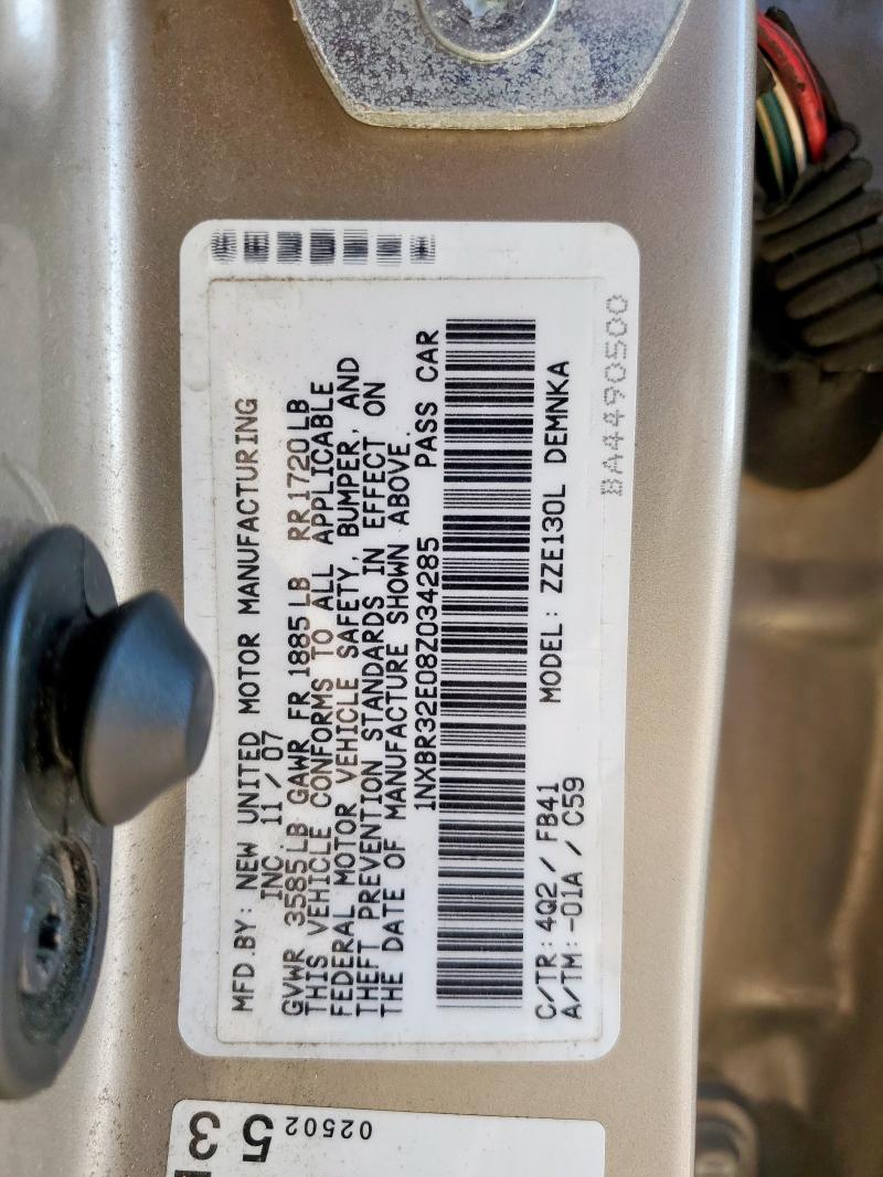 1NXBR32E08Z034285 - 2008 TOYOTA COROLLA CE 棕色 照片 12