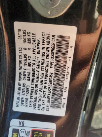 JHMFA3F28BS000352 - 2011 HONDA CIVIC HYBRID BLACK photo 12