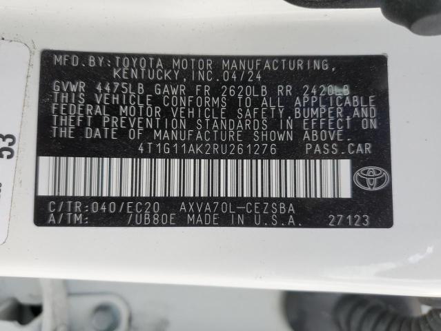 4T1G11AK2RU261276 - 2024 TOYOTA CAMRY SE NIGHT SHADE WHITE photo 12