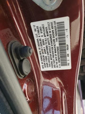 19XFB2F97CE076042 - 2012 HONDA CIVIC EXL ბურგუნდია ფოტო 12