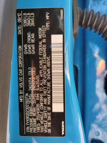 YV4902DZ3D2392734 - 2013 VOLVO XC60 T6 BLUE photo 12