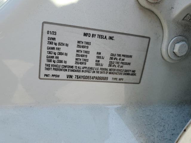 7SAYGDEE4PA060689 - 2023 TESLA MODEL Y WHITE photo 12