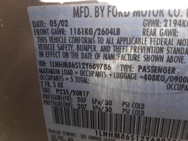 1LNHM86S12Y689786 - 2002 LINCOLN LS Qəhvəyi foto 12