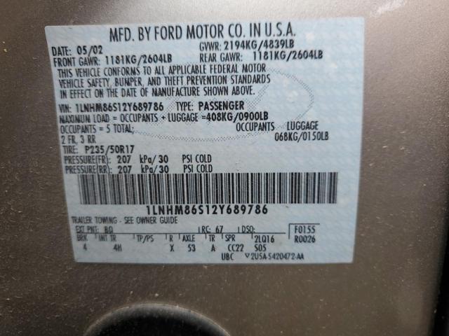 1LNHM86S12Y689786 - 2002 LINCOLN LS Qəhvəyi foto 9