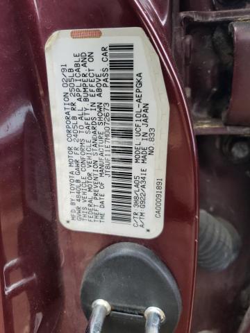 JT8UF11E7M0072673 - 1991 LEXUS LS 400 BURGUNDY photo 12