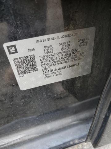 1G1BC5SMXK7149211 - 2019 CHEVROLET CRUZE LS შავი ფოტო 12