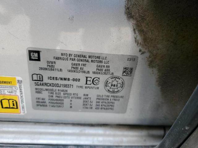 5GAKRCKD0DJ198371 - 2013 BUICK ENCLAVE GRAY photo 13