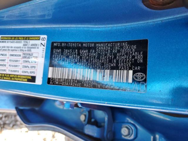 2T1KR32E87C637355 - 2007 TOYOTA COROLLA MA XR BLUE photo 14