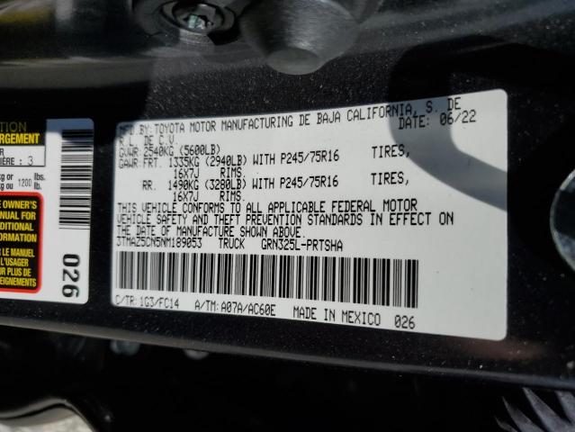 3TMAZ5CN5NM189053 - 2022 TOYOTA TACOMA DOUBLE CAB 灰色 照片 13