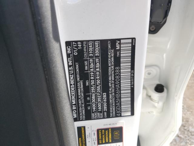 4JGDA5HB6HA908388 - 2017 MERCEDES-BENZ GLE 350 4MATIC WHITE photo 13