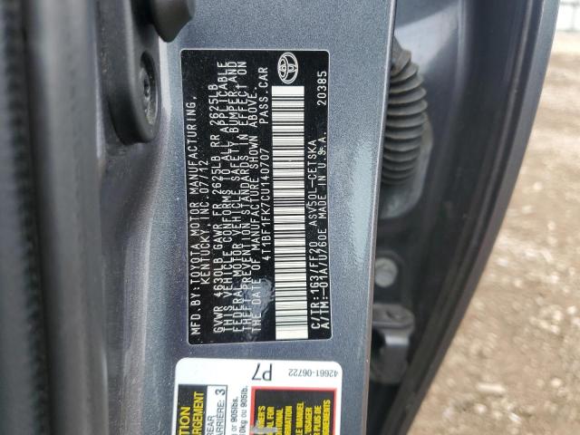 4T1BF1FK7CU140707 - 2012 TOYOTA CAMRY BASE GRAY photo 12