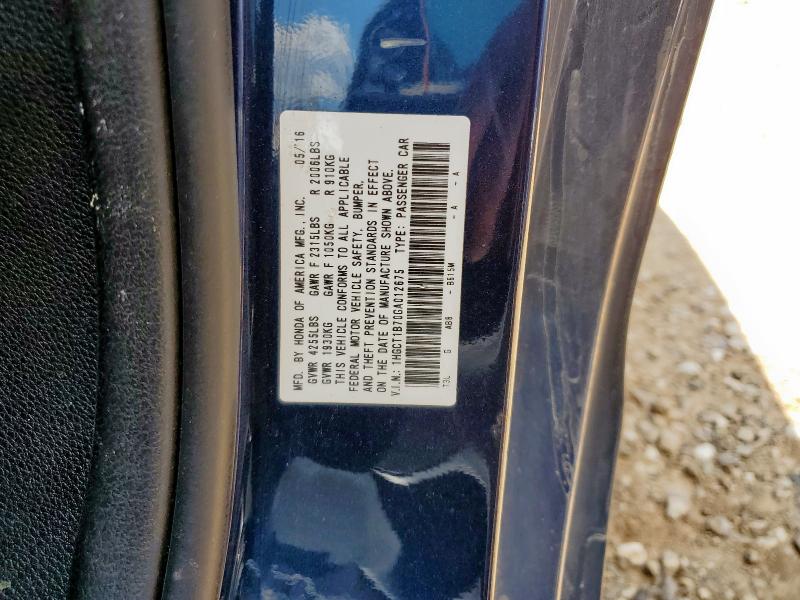 1HGCT1B70GA012675 - 2016 HONDA ACCORD EX BLUE photo 12