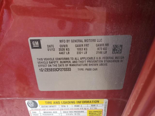 1G1ZE5E03CF270333 - 2012 CHEVROLET MALIBU LTZ 栗色 照片 12