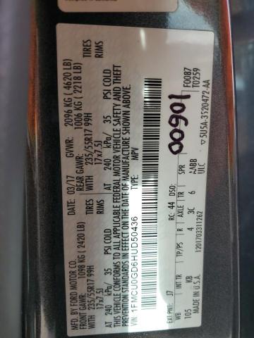 1FMCU0GD6HUD50436 - 2017 FORD ESCAPE SE GRAY photo 13