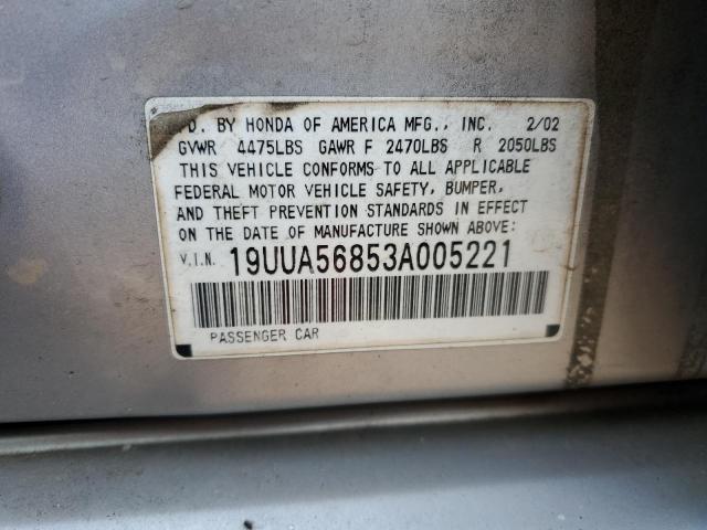 19UUA56853A005221 - 2003 ACURA 3.2TL TYPE-S SILVER photo 12