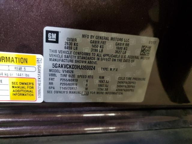 5GAKVCKD3HJ260024 - 2017 BUICK ENCLAVE BROWN photo 13