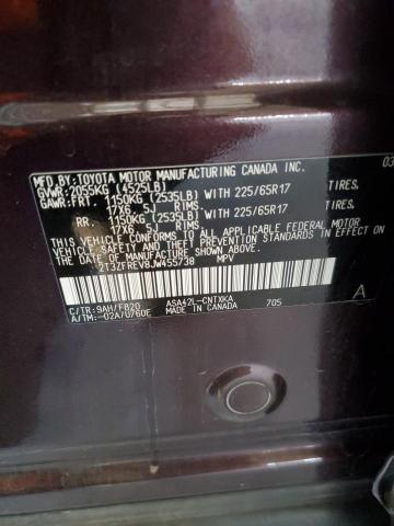 2T3ZFREV8JW455738 - 2018 TOYOTA RAV4 LE أرجواني صورة 13