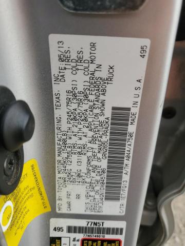 5TFJU4GN1DX045706 - 2013 TOYOTA TACOMA DOUBLE CAB PRERUNNER SILVER photo 13