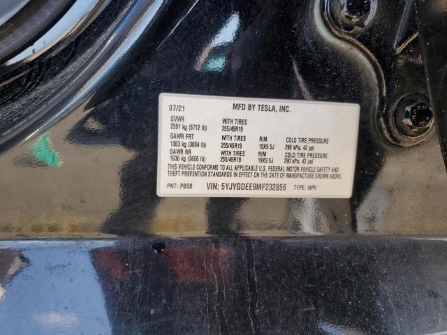 5YJYGDEE9MF232856 - 2021 TESLA MODEL Y Қара фото 13