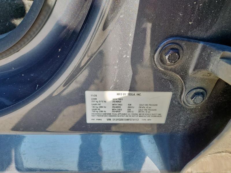 5YJYGDEE5MF074113 - 2021 TESLA MODEL Y Մոխրագույն լուսանկար 14