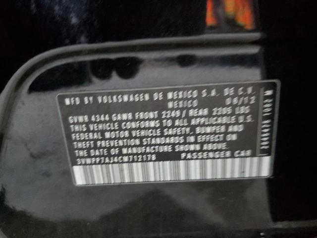 3VWPP7AJ4CM712178 - 2012 VOLKSWAGEN JETTA S BLACK photo 13