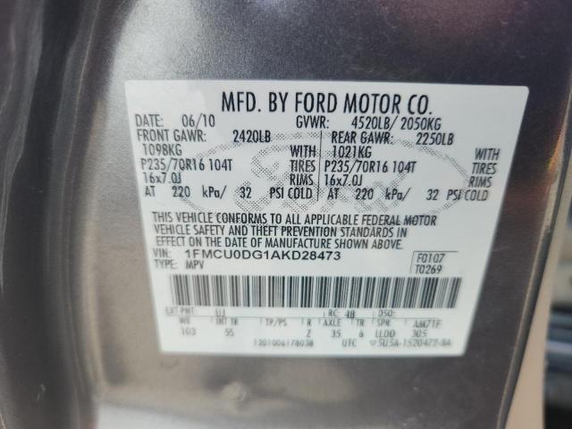 1FMCU0DG1AKD28473 - 2010 FORD ESCAPE XLT GRAY photo 13