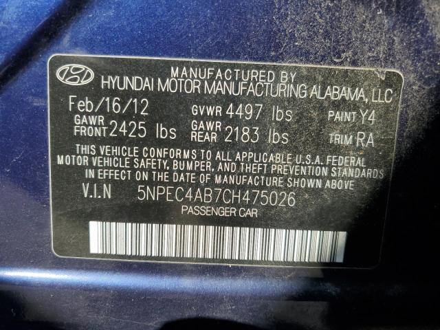 5NPEC4AB7CH475026 - 2012 HYUNDAI SONATA SE BLUE photo 12