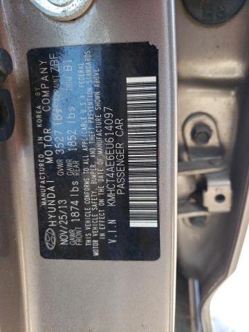 KMHCT4AE6EU614097 - 2014 HYUNDAI ACCENT GLS TAN photo 12