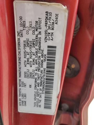 5TEGN92N31Z761846 - 2001 TOYOTA TACOMA DOUBLE CAB PRERUNNER RED photo 13