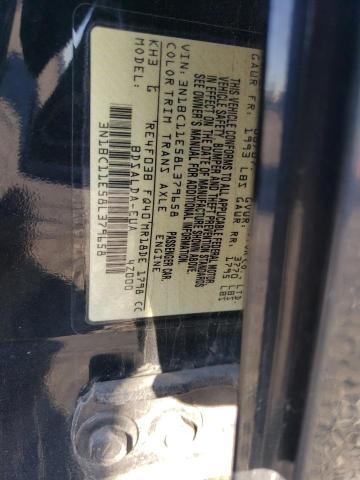 3N1BC11E58L379658 - 2008 NISSAN VERSA S BLACK photo 12