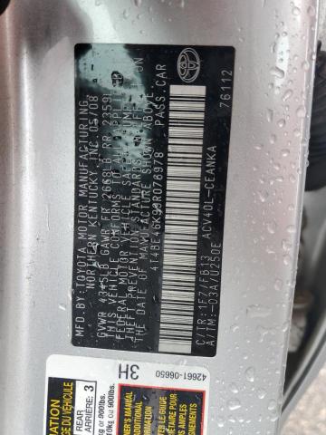 4T4BE46K99R076978 - 2009 TOYOTA CAMRY BASE Сріблястий фото 12