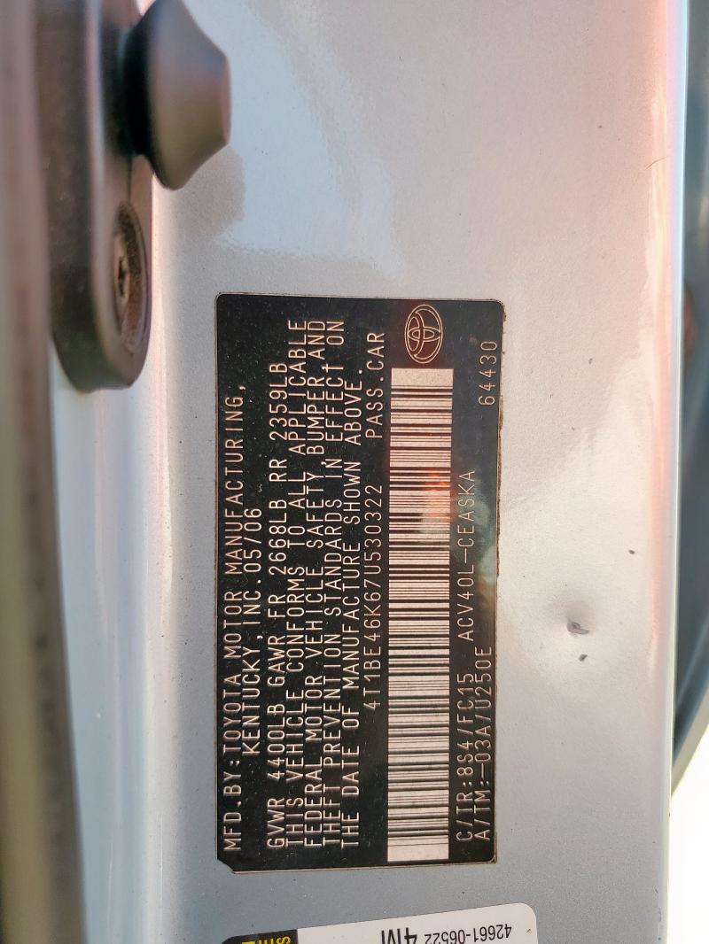 4T1BE46K67U530322 - 2007 TOYOTA CAMRY CE Көк фото 13