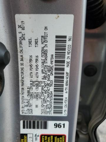 3TMCZ5AN3KM236264 - 2019 TOYOTA TACOMA DOUBLE CAB SILVER photo 12