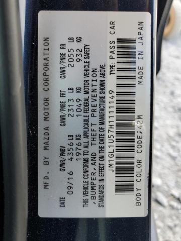 JM1GL1U57H1111149 - 2017 MAZDA 6 SPORT BLUE photo 12