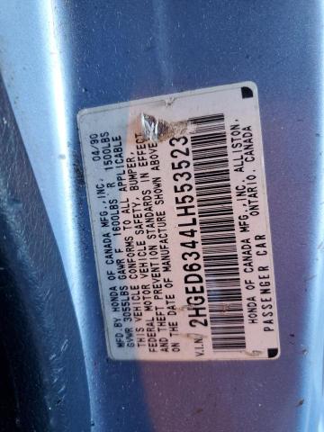 2HGED6344LH553523 - 1990 HONDA CIVIC SILVER photo 12