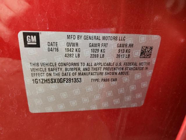 1G1ZH5SX0GF281353 - 2016 CHEVROLET MALIBU PREMIER RED photo 12