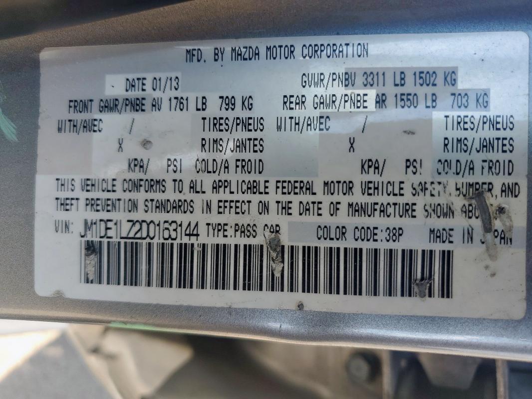 JM1DE1LZ2D0163144 - 2013 MAZDA MAZDA2 SILVER photo 14