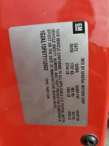 1G2AL15F677112662 - 2007 PONTIAC G5 Rouge photo 12