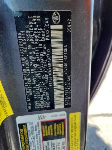 4T4BF3EKXBR197713 - 2011 TOYOTA CAMRY BASE GRAY photo 12