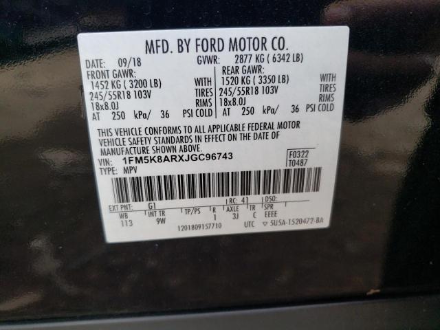 1FM5K8ARXJGC96743 - 2018 FORD EXPLORER POLICE INTERCEPTOR BLACK photo 12