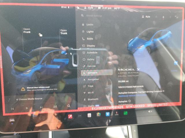 5YJYGDEE7MF091625 - 2021 TESLA MODEL Y BLUE photo 9