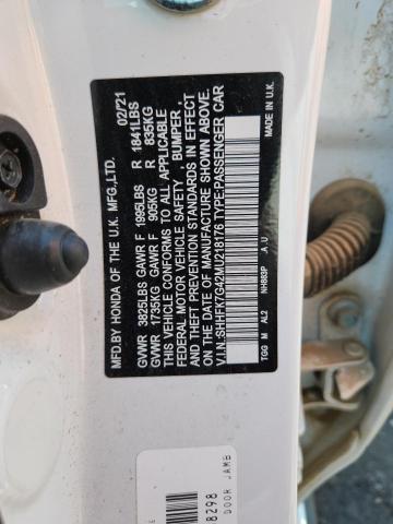 SHHFK7G42MU218176 - 2021 HONDA CIVIC SPORT 白色 照片 12