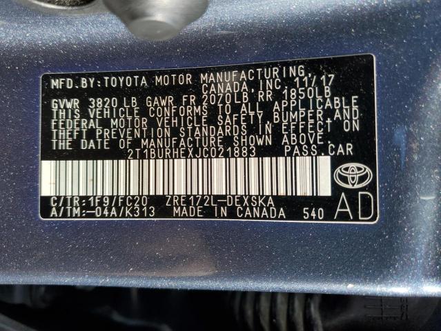 2T1BURHEXJC021883 - 2018 TOYOTA COROLLA L Boz foto 13