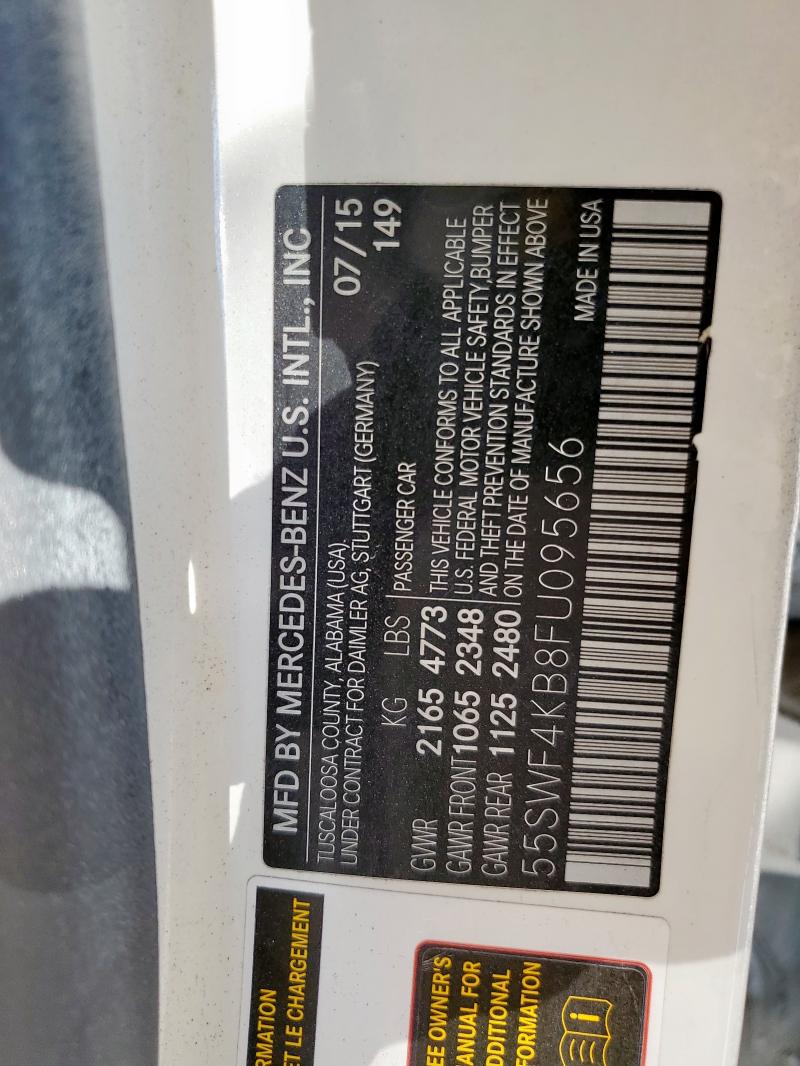 55SWF4KB8FU095656 - 2015 MERCEDES-BENZ C 300 4MATIC WHITE photo 12