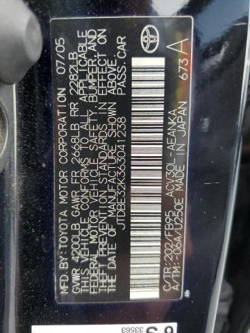 JTDBE32K363041238 - 2006 TOYOTA CAMRY LE BLACK photo 12